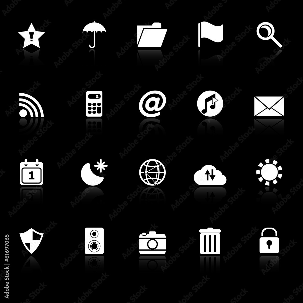 Tool bar icons with reflect on black background Tool bar icons with reflect on black background