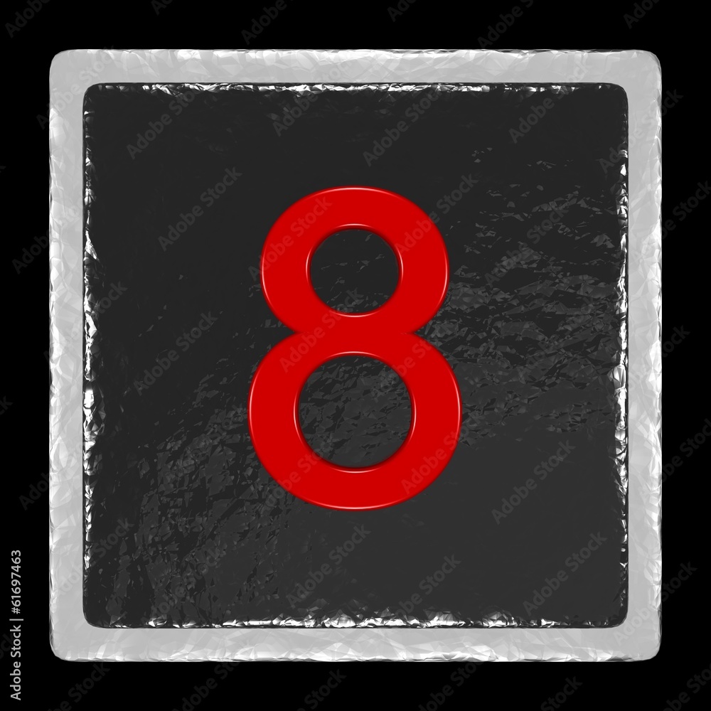 Rough stone icon with the number eight Rough stone icon with the number eight