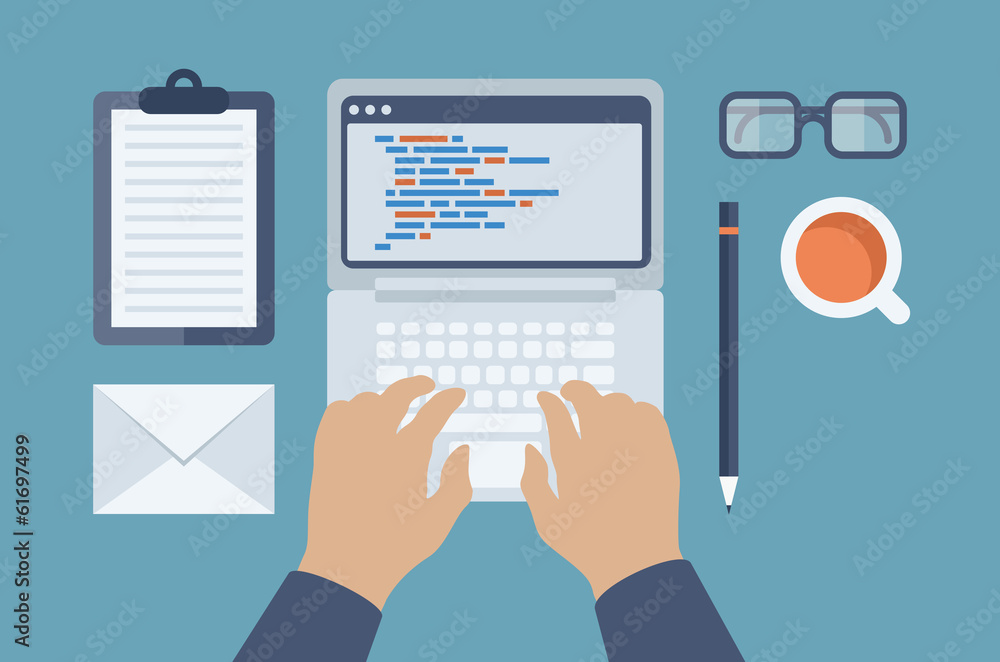 Web and HTML programming flat illustration Web and HTML programming flat illustration