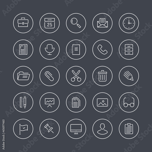 Office equipment flat line icons