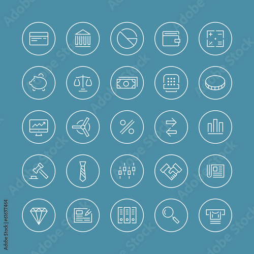 Finance and business flat line icons