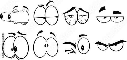 Black And White Cartoon Eyes 2  Collection Set