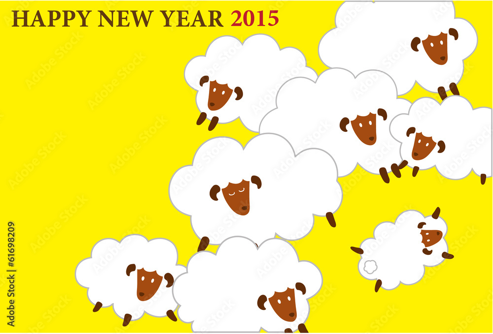 Obraz premium ヒツジの年賀状,
