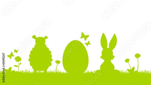 Ostern Wiese Hase Ei Lamm