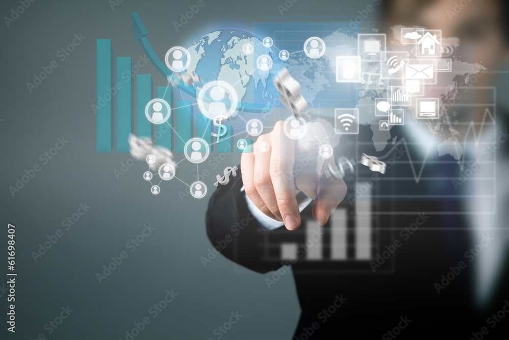 Business concept with virtual scheme Business concept with virtual scheme