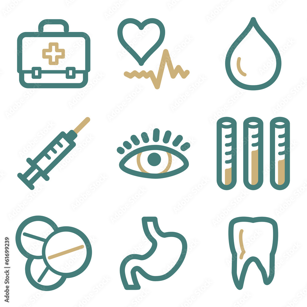 Medicine web icons, two color series