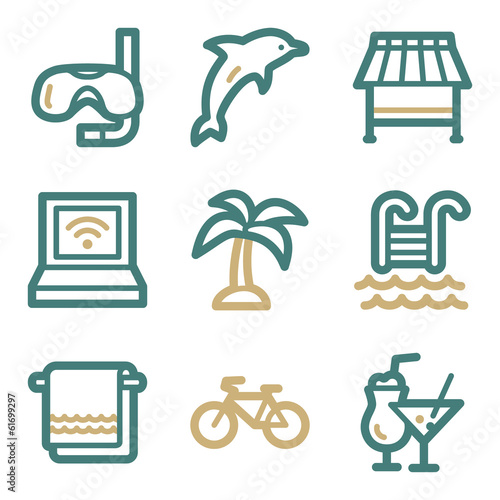 Vacation web icons, two color series