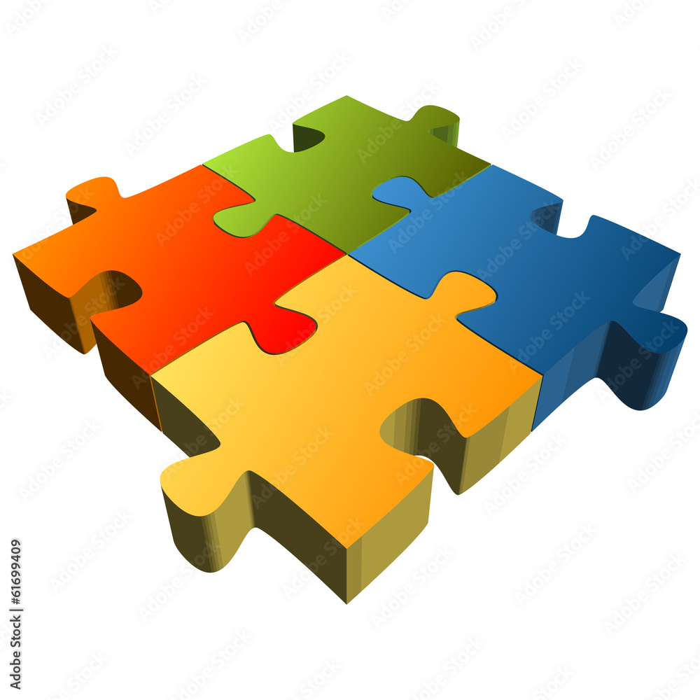  Puzzle - 4 Teile Teamwork Stock Vector 