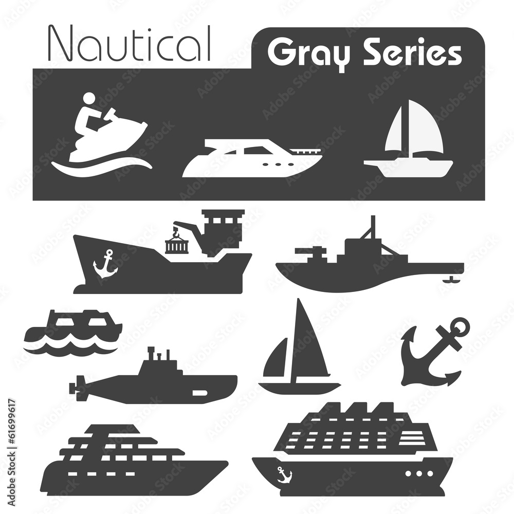 Nautical icons gray series