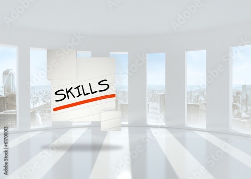 Composite image of skills in handwriting on abstract screen