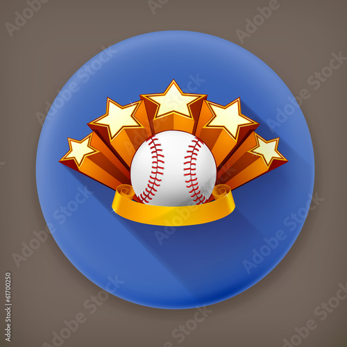 Baseball Emblem, long shadow vector icon