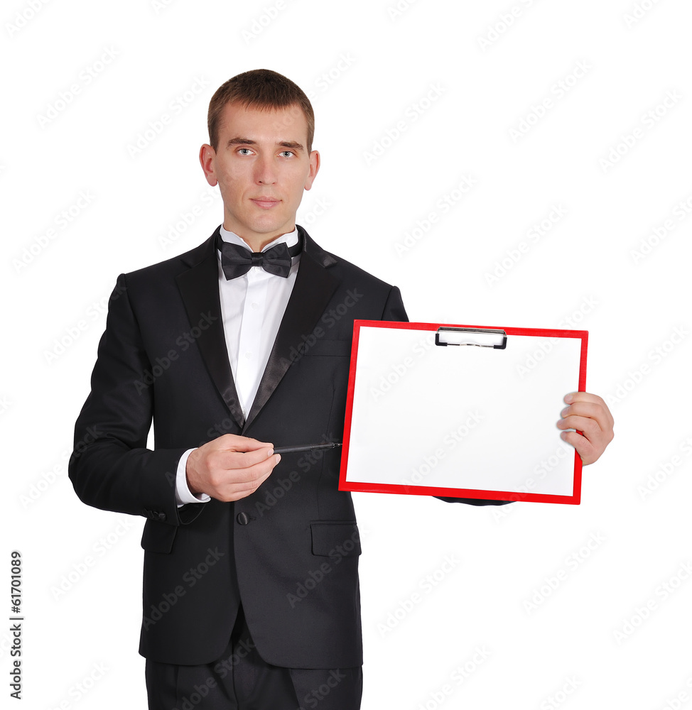 businessman holding clipboard businessman holding clipboard