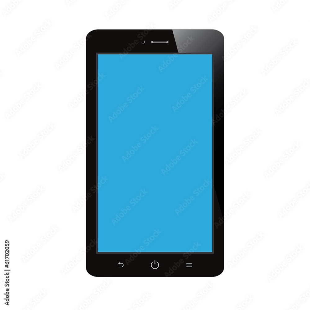 smartphone with blue blank screen on white background smartphone with blue blank screen on white background