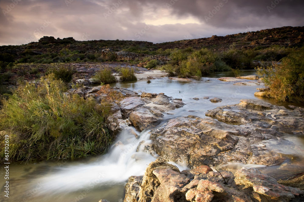 A stream at dusk in the Cederberg mountains South Africa