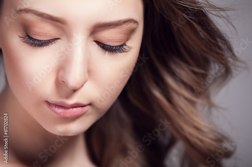 Wallpaper Mural Portrait of beautiful woman over gray background Torontodigital.ca