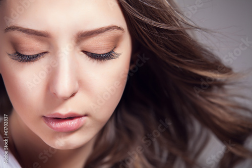 Wallpaper Mural Portrait of beautiful woman over gray background Torontodigital.ca
