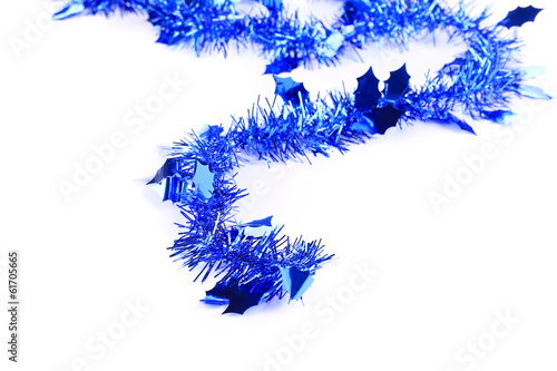 Christmas blue tinsel with stars.