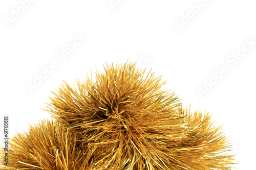 Close up of christmas golden tinsel.