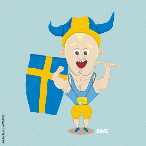 illustration at the Olympic Games Sweden fan holding a flag photo