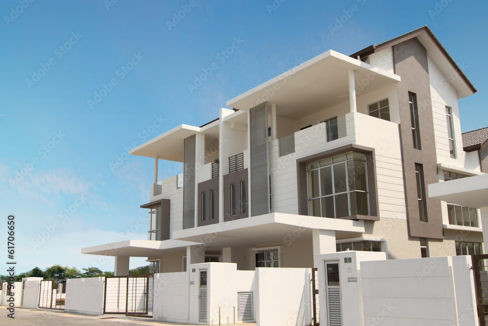 Exterior view of a new duplex house