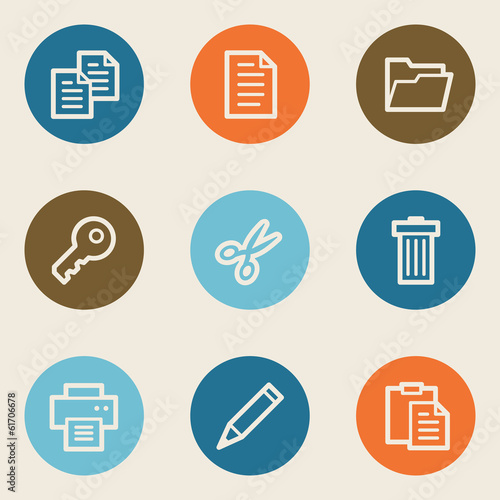 Document web icon set 1, color circle buttons