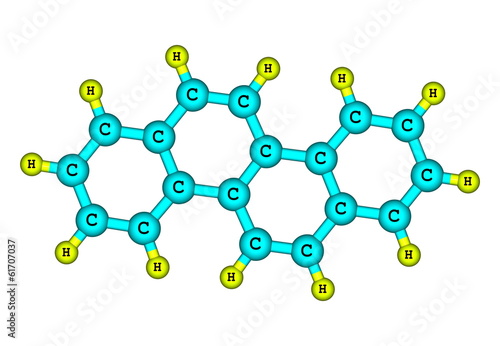 Chrysene molecular structure on white background photo