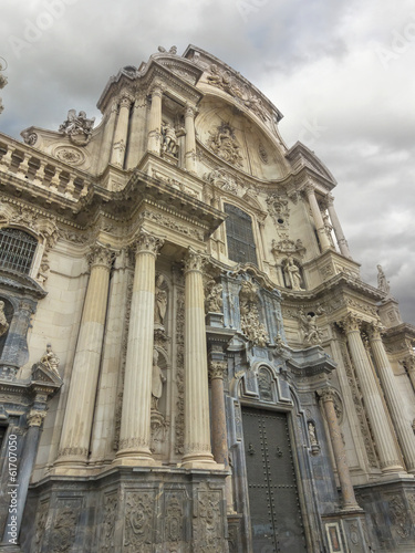 Murcia Cathedral of the year 1465 a day of storm, in Murcia, Spa