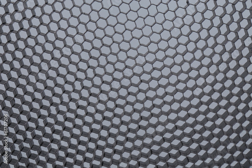 Close up of black net. Gray light.