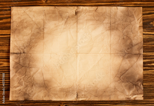Old paper on brown wooden background