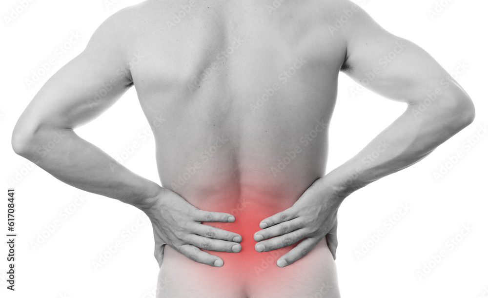 Naklejka premium Pain in the lower back in men