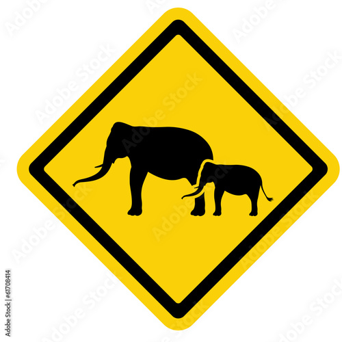Elephant crossing road sign