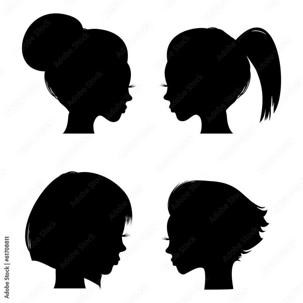 Woman hairstyle silhouettes