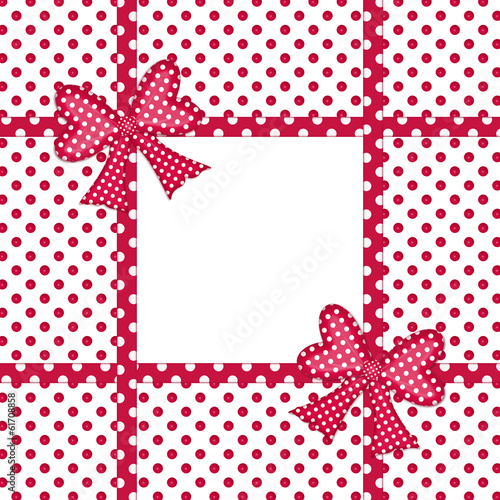 Gift bows and ribbons over white background with red polka dots