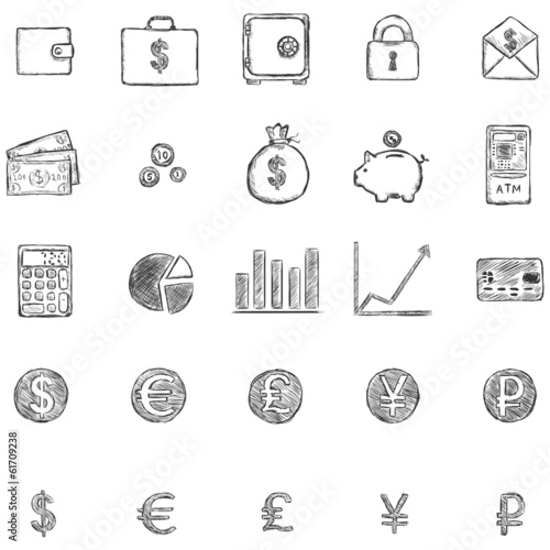 Vector Set Of Sketch Finance Icons