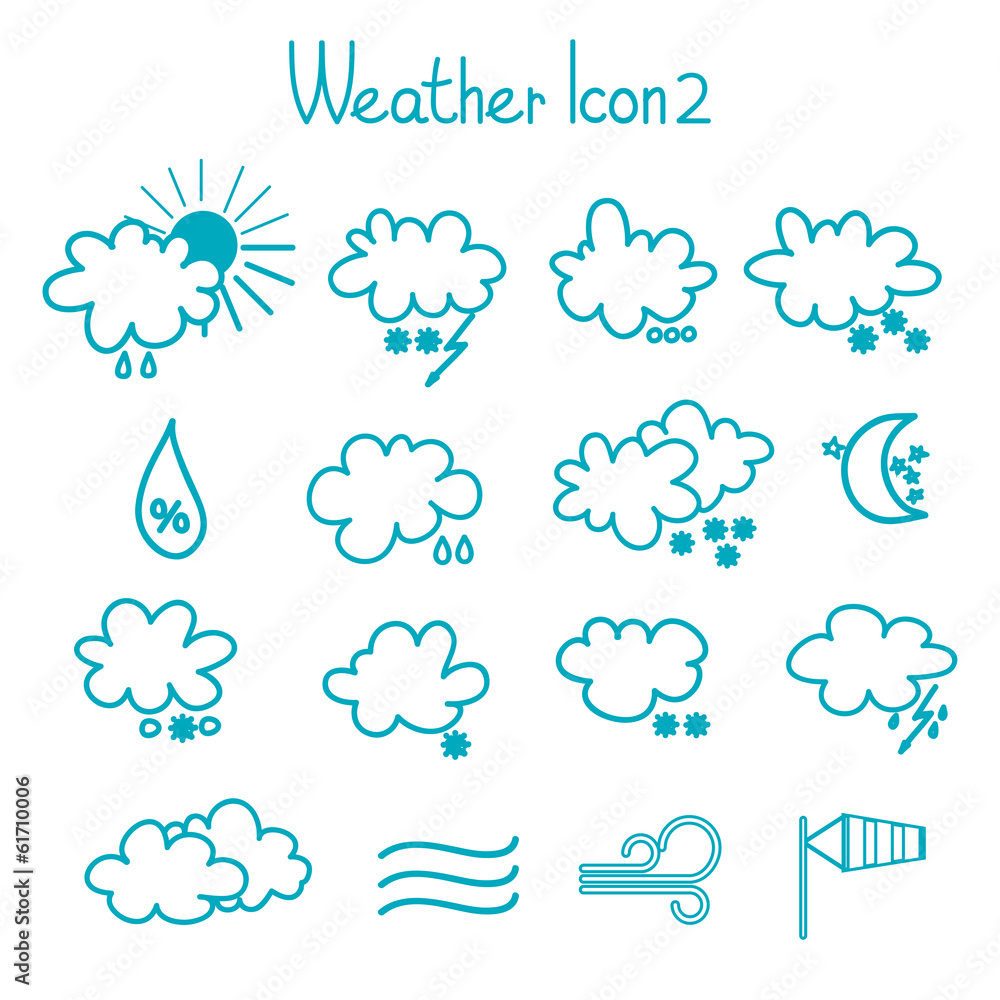 Hand drawn weather icon set. Hand drawn weather icon set.
