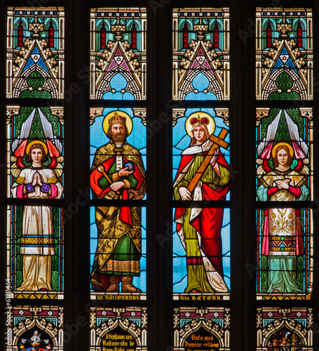 Bratislava - St. Stephen and st. Helen - window of cathedral