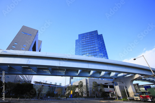 Skyscraper and the Yurikamome elevated bridge