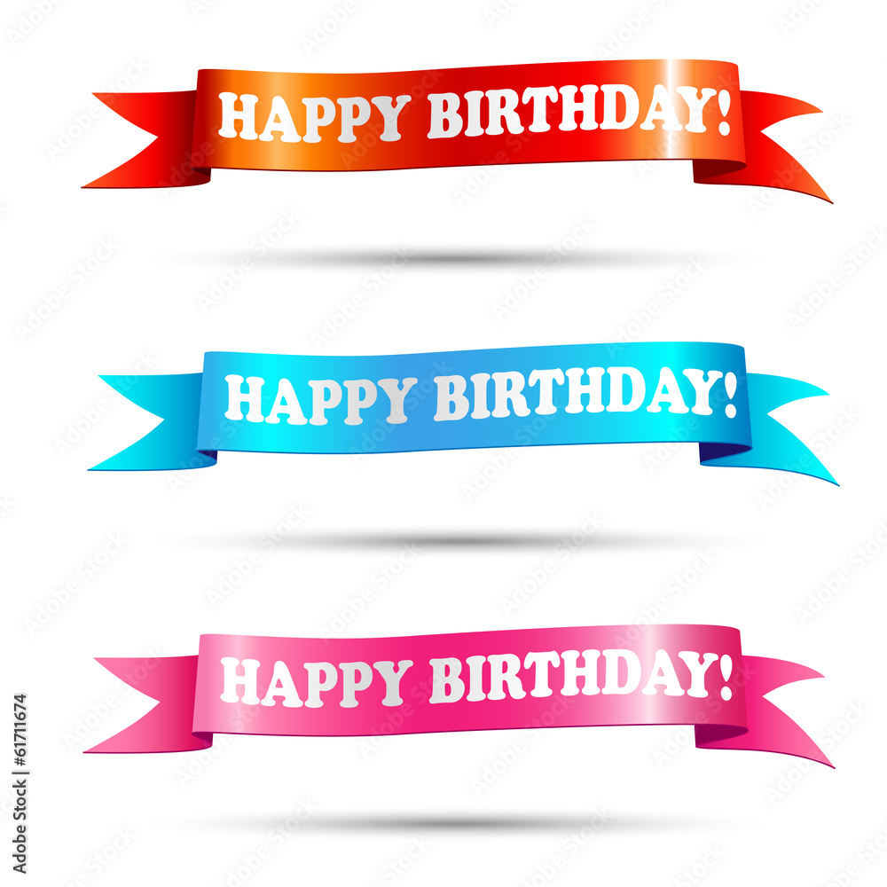 Banners with text happy birthday - illustration Banners with text happy birthday - illustration