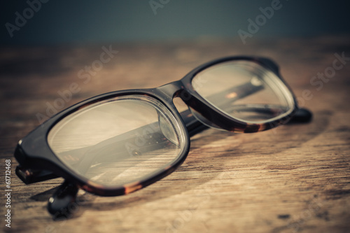 Glasses on wooden table