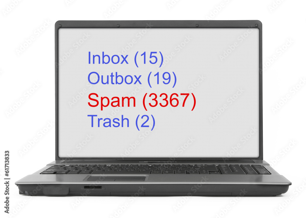 notebook with e-mails on screen notebook with e-mails on screen