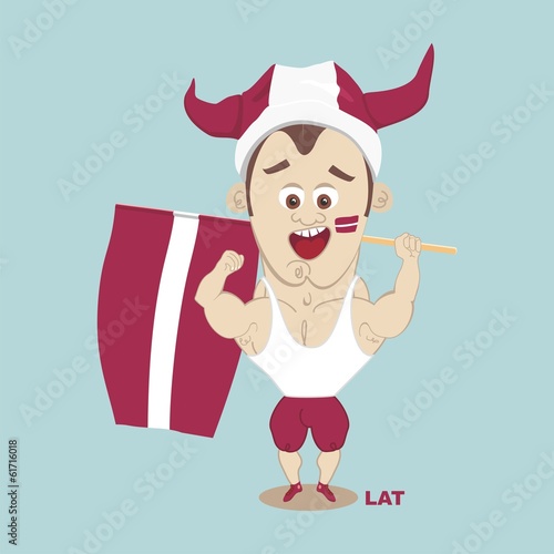 illustration at the Olympic Games Latvian fan holding a flag photo