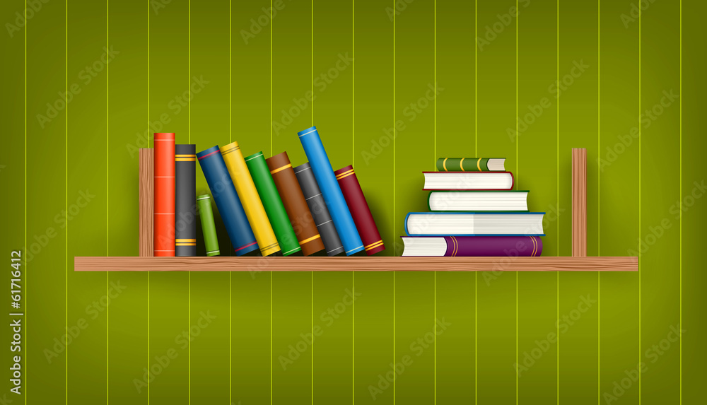 Naklejka premium Row and stack of colorful books