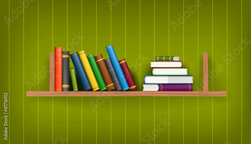 Row and stack of colorful books