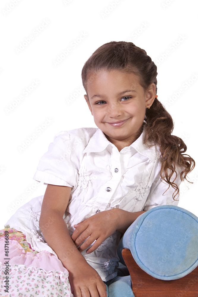 Beautiful Cute Little Girl Posing on an Isolated Background Beautiful Cute Little Girl Posing on an Isolated Background