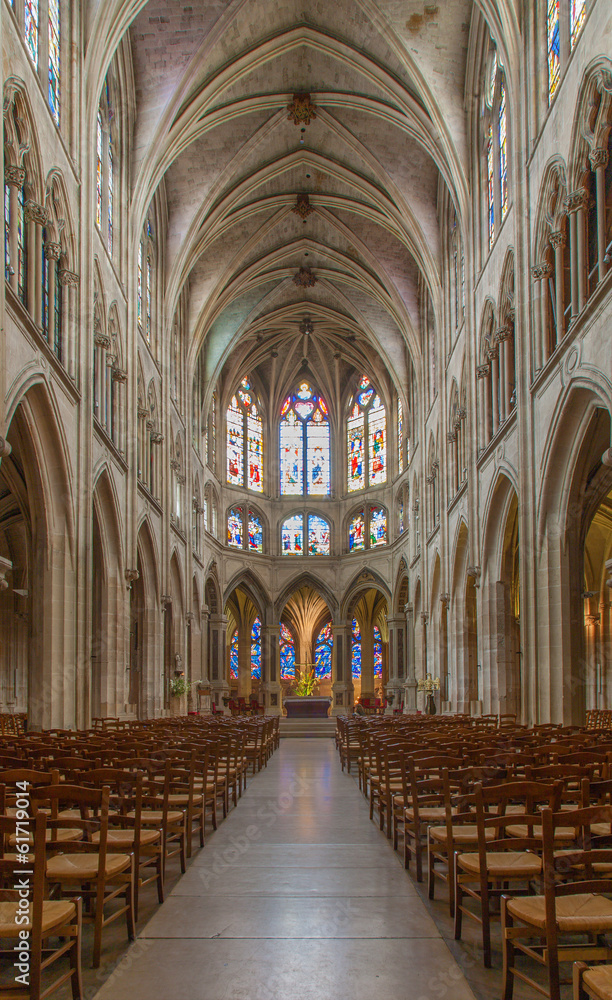 Paris -  interior of Saint Severin gothic church