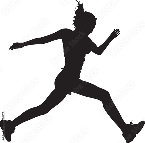 Running girl black silhouette