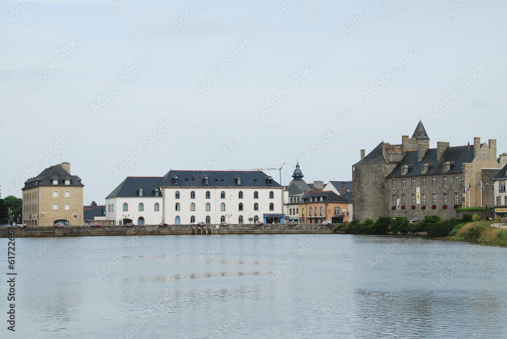 Castle and inhabited bridge in Pont l’Abbé, Brittany, France Castle and inhabited bridge in Pont l’Abbé, Brittany, France