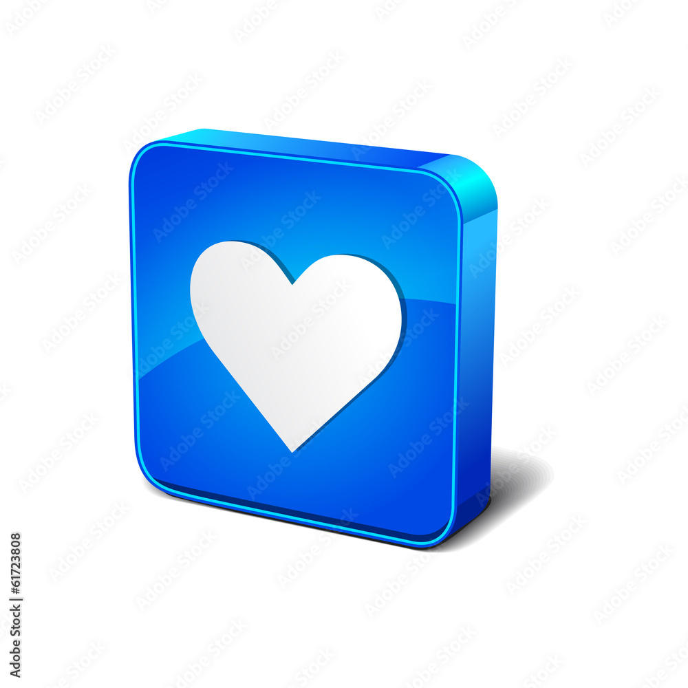 Heart Sign 3d Blue Rounded rectangular Vector Icon Button Heart Sign 3d Blue Rounded rectangular Vector Icon Button