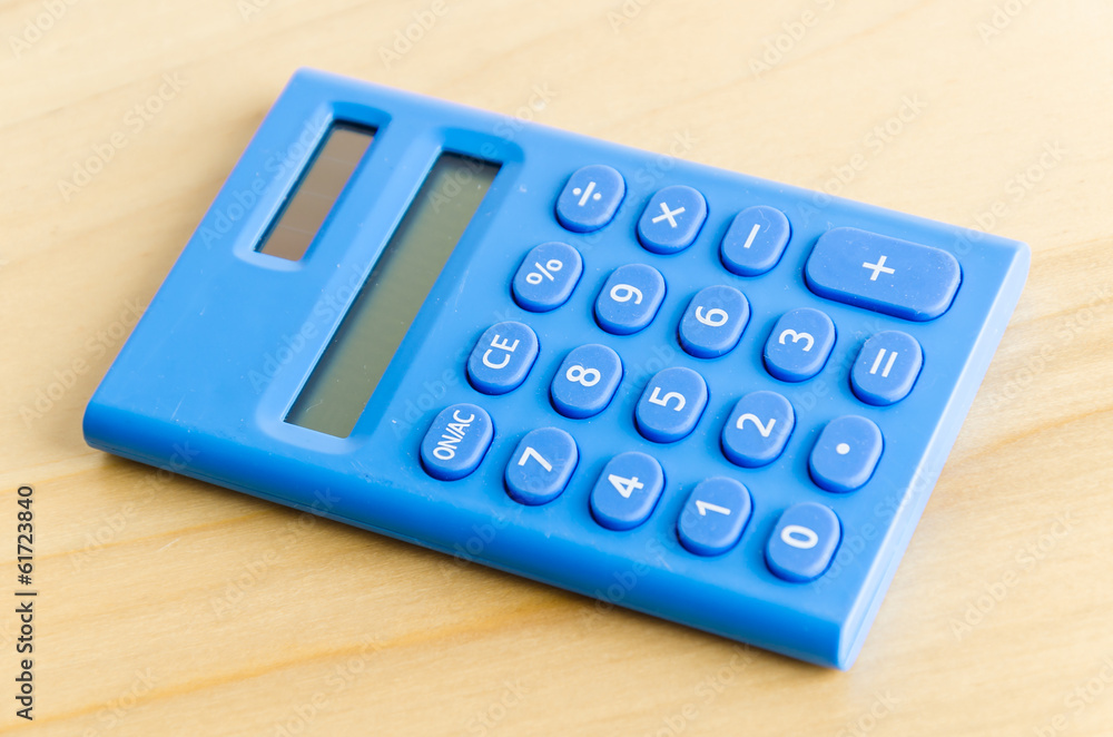 Calculator on wood table