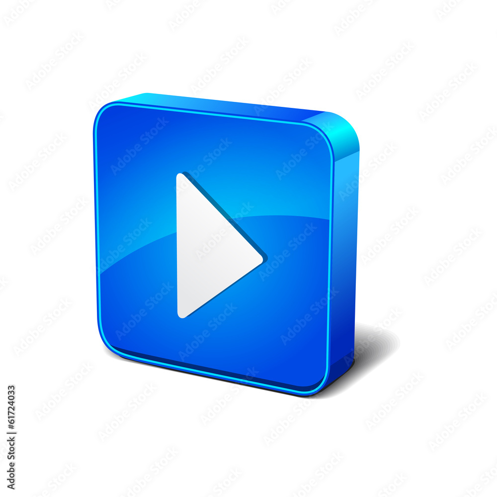 Play 3d Blue Rounded rectangular Vector Icon Button Play 3d Blue Rounded rectangular Vector Icon Button